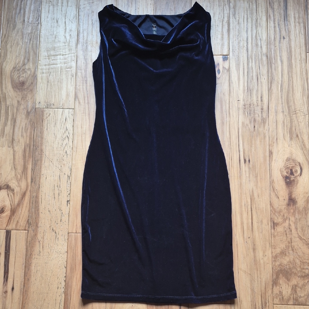 Elegant Navy Blue Knee Length Dress